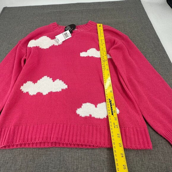 NEW! Made with Love By FCT Knit Sweater Pink White Clouds Plus 1X Acrylic $49 - Picture 6 of 12